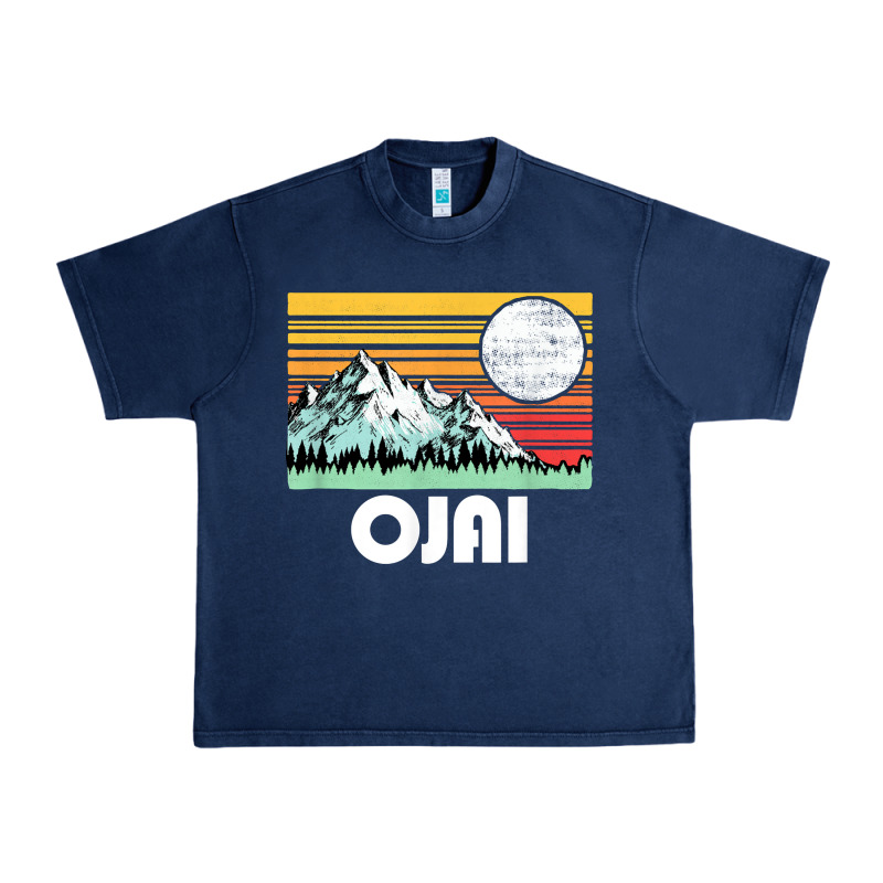 Ojai California Mountains & Sun Retro 80s Graphic Urban Heavy Tee by linhVisuals | Teevron