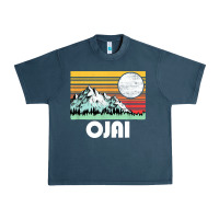 Midnight Navy ojai california mountains & sun retro 80s graphic Urban Heavy Tee - linhVisuals