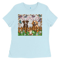 Baby Blue Easter Dog Ladies Tee - CowhideDigitalArt
