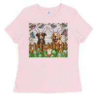 Bubblegum Pink Easter Dog Ladies Tee - CowhideDigitalArt