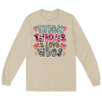 Mushroom Thick Thighs And Love Vibes Long Sleeve Tee - CowhideDigitalArt