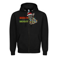 Black merry and bright french bulldog Zipper Hoodie - RanaPortraitStore