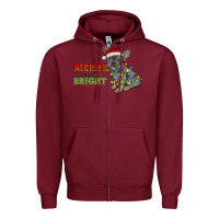 Burgundy merry and bright french bulldog Zipper Hoodie - RanaPortraitStore