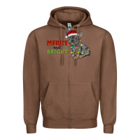 Chestnut merry and bright french bulldog Zipper Hoodie - RanaPortraitStore
