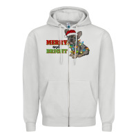 Merry And Bright French Bulldog Zipper Hoodie | Teevron