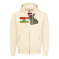 Sandshell merry and bright french bulldog Zipper Hoodie - RanaPortraitStore