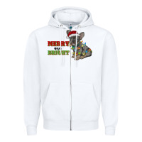 White merry and bright french bulldog Zipper Hoodie - RanaPortraitStore