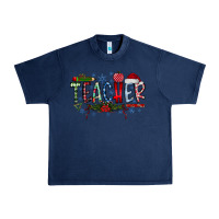 Navy Teacher Christmas Urban Heavy Tee - CowhideDigitalArt