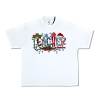 White Teacher Christmas Urban Heavy Tee - CowhideDigitalArt