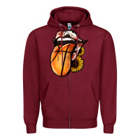 Burgundy Basketball Tongue Zipper Hoodie - Jasminsmagicworld