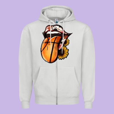 Basketball Tongue Zipper Hoodie Designed By Jasminsmagicworld