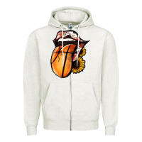 Oatmeal Heather Basketball Tongue Zipper Hoodie - Jasminsmagicworld