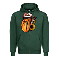 Sports Green Basketball Tongue Zipper Hoodie - Jasminsmagicworld