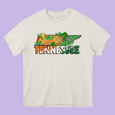 Tennessee Map St Patricks Day Heavy Core Tee Designed By Fadigitalartstudio
