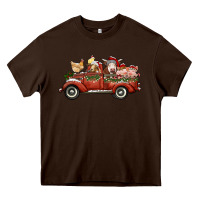 Chocolate Brown christmas truck with farm animals Heavy Core Tee - RanaPortraitStore