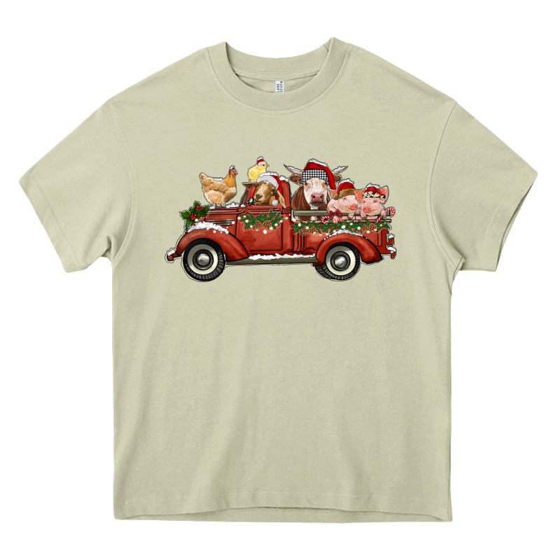 Christmas Truck With Farm Animals Heavy Core Tee by RanaPortraitStore | Teevron