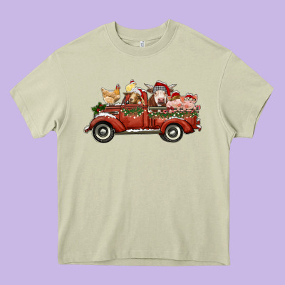 Christmas Truck With Farm Animals Heavy Core Tee Designed By Ranaportraitstore