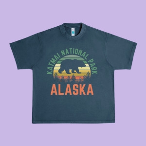 Katmai National Park Alaska Bear Hiking Travel Nature Retro Pullover H Urban Heavy Tee Designed By Linhvisuals