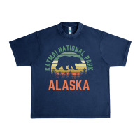 Navy katmai national park alaska bear hiking travel nature retro pullover h Urban Heavy Tee - linhVisuals