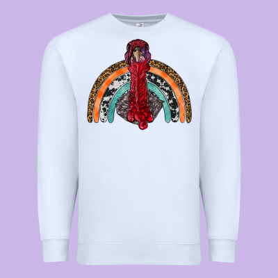 Thanksgiving Turkey Rainbow Premium Sweatshirt Designed By Ranaportraitstore