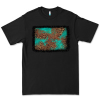 Black western leopard turquoise glitter tooled leather Premium Tee - FaDigitalArtStudio