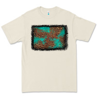 Western Leopard Turquoise Glitter Tooled Leather Premium Tee | Teevron
