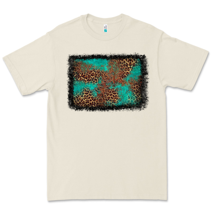Western Leopard Turquoise Glitter Tooled Leather Premium Tee by FaDigitalArtStudio | Teevron