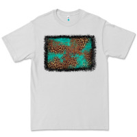 Dove Grey western leopard turquoise glitter tooled leather Premium Tee - FaDigitalArtStudio