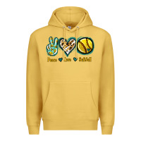 Antique Gold Peace Love Softball Premium Hoodie - Jasminsmagicworld