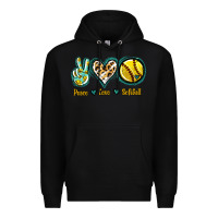 Black Peace Love Softball Premium Hoodie - Jasminsmagicworld