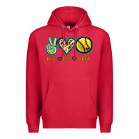 Cardinal Peace Love Softball Premium Hoodie - Jasminsmagicworld
