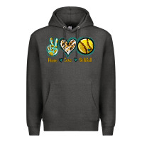 Charcoal Heather Peace Love Softball Premium Hoodie - Jasminsmagicworld