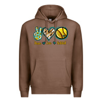 Chestnut Peace Love Softball Premium Hoodie - Jasminsmagicworld