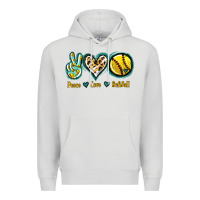 Dove Grey Peace Love Softball Premium Hoodie - Jasminsmagicworld