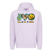 Lilac Peace Love Softball Premium Hoodie - Jasminsmagicworld