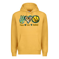 Mustard Peace Love Softball Premium Hoodie - Jasminsmagicworld