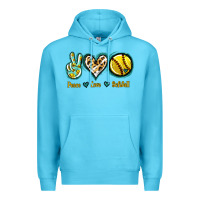 Ocean Blue Peace Love Softball Premium Hoodie - Jasminsmagicworld