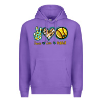 Purple Peace Love Softball Premium Hoodie - Jasminsmagicworld