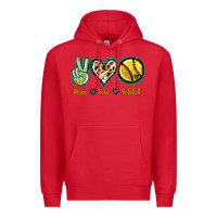 Red Peace Love Softball Premium Hoodie - Jasminsmagicworld