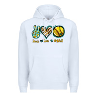 White Peace Love Softball Premium Hoodie - Jasminsmagicworld