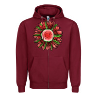 Burgundy Watermelon Sunflower Zipper Hoodie - Jasminsmagicworld