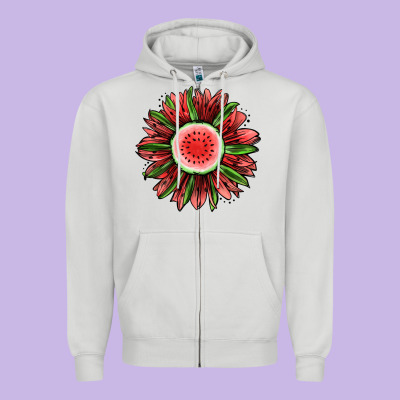 Watermelon Sunflower Zipper Hoodie Designed By Jasminsmagicworld