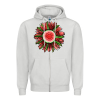 Dove Grey Watermelon Sunflower Zipper Hoodie - Jasminsmagicworld