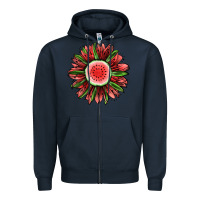Navy Watermelon Sunflower Zipper Hoodie - Jasminsmagicworld