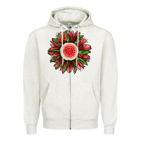 Oatmeal Heather Watermelon Sunflower Zipper Hoodie - Jasminsmagicworld