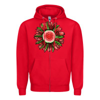Red Watermelon Sunflower Zipper Hoodie - Jasminsmagicworld