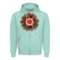 Seafoam Watermelon Sunflower Zipper Hoodie - Jasminsmagicworld