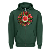 Sports Green Watermelon Sunflower Zipper Hoodie - Jasminsmagicworld