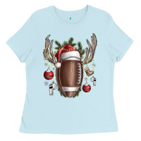 Baby Blue christmas football Ladies Tee - SublimationCraftShop