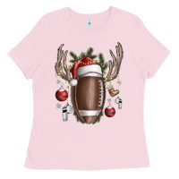 Bubblegum Pink christmas football Ladies Tee - SublimationCraftShop